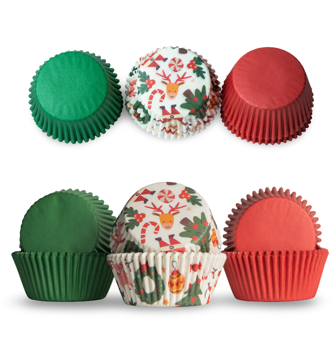 500 Paper Cupcake Liners, Muffin Liners or Baking Cups for Desserts, Muffins, Cupcakes and More Treats; Grease Proof, Food Grade, Nut Serving Containers (Christmas)