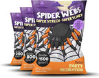 Halloween Spider Web Decoration, 800 Square Feet & Plastic Spiders, Halloween Party Supplies, Spider Webs (Large, 800 Sq Feet)
