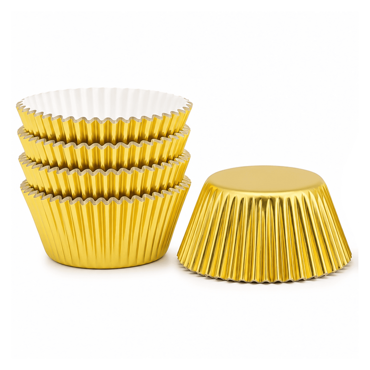 100 Gold Foil Cupcake Liners, Muffin Liners or Baking Cups for Desserts, Muffins, Cupcakes and More Treats; Grease Proof, No Smell, Food Grade, Nut Serving Containers (Gold 100)