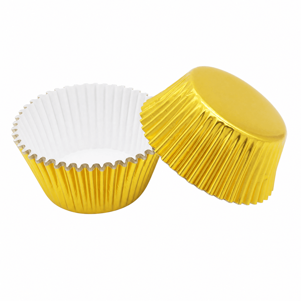 100 Gold Foil Cupcake Liners, Muffin Liners or Baking Cups for Desserts, Muffins, Cupcakes and More Treats; Grease Proof, No Smell, Food Grade, Nut Serving Containers (Gold 100)
