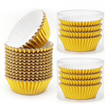 100 Gold Foil Cupcake Liners, Muffin Liners or Baking Cups for Desserts, Muffins, Cupcakes and More Treats; Grease Proof, No Smell, Food Grade, Nut Serving Containers (Gold 100)