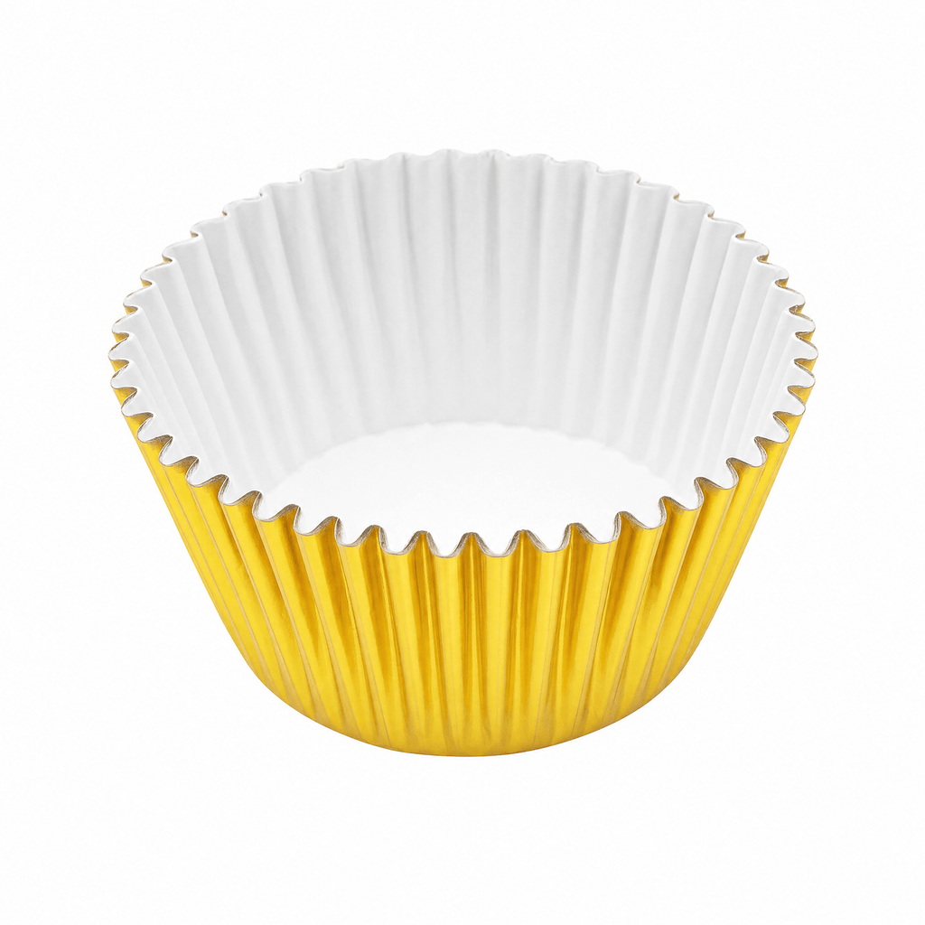 100 Gold Foil Cupcake Liners, Muffin Liners or Baking Cups for Desserts, Muffins, Cupcakes and More Treats; Grease Proof, No Smell, Food Grade, Nut Serving Containers (Gold 100)