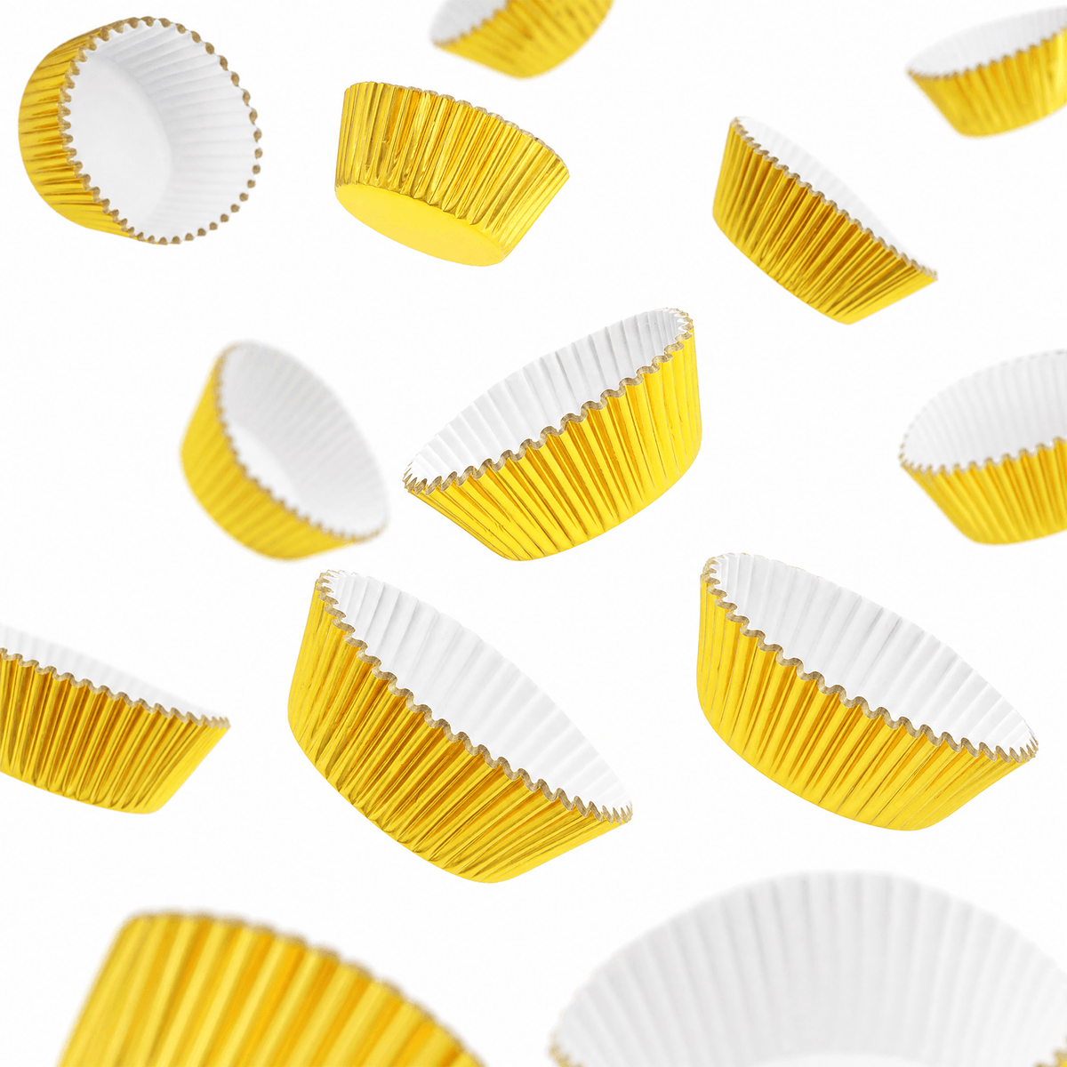 100 Gold Foil Cupcake Liners, Muffin Liners or Baking Cups for Desserts, Muffins, Cupcakes and More Treats; Grease Proof, No Smell, Food Grade, Nut Serving Containers (Gold 100)