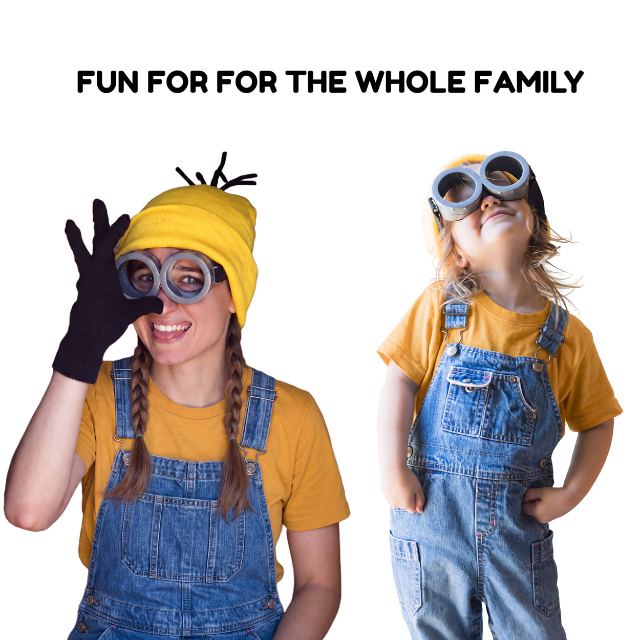 Happy Hippo Costume Accessory Set - Yellow Beanie Hat, Goggles, and Black Gloves