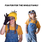 Happy Hippo Costume Accessory Set - Yellow Beanie Hat, Goggles, and Black Gloves