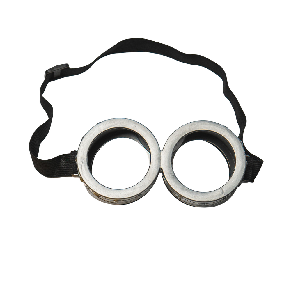 Minion costume set - goggles, yellow beanie, and black gloves flat lay