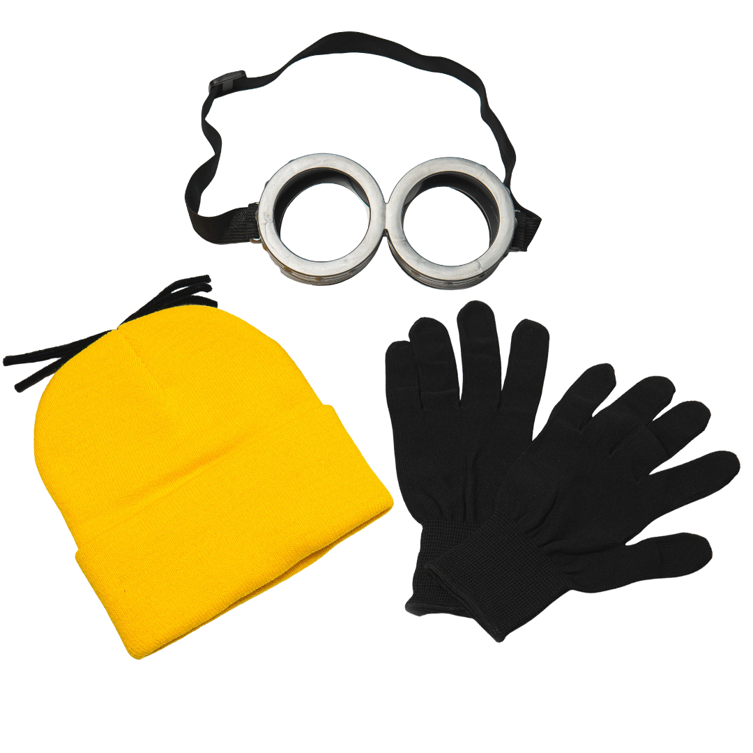 Yellow beanie hat with black hair detail