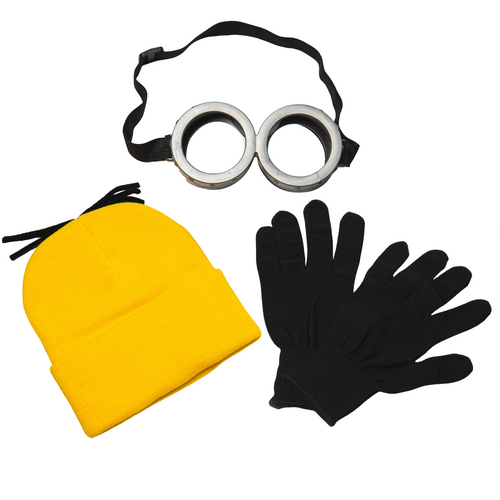 Yellow beanie hat with black hair detail