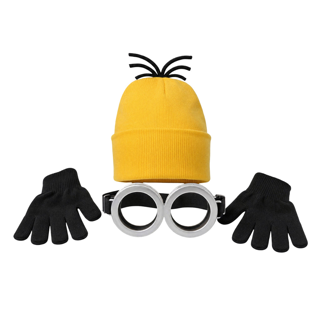 Happy Hippo Costume Accessory Set - Yellow Beanie Hat, Goggles, and Black Gloves