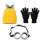 Happy Hippo Costume Accessory Set - Yellow Beanie Hat, Goggles, and Black Gloves