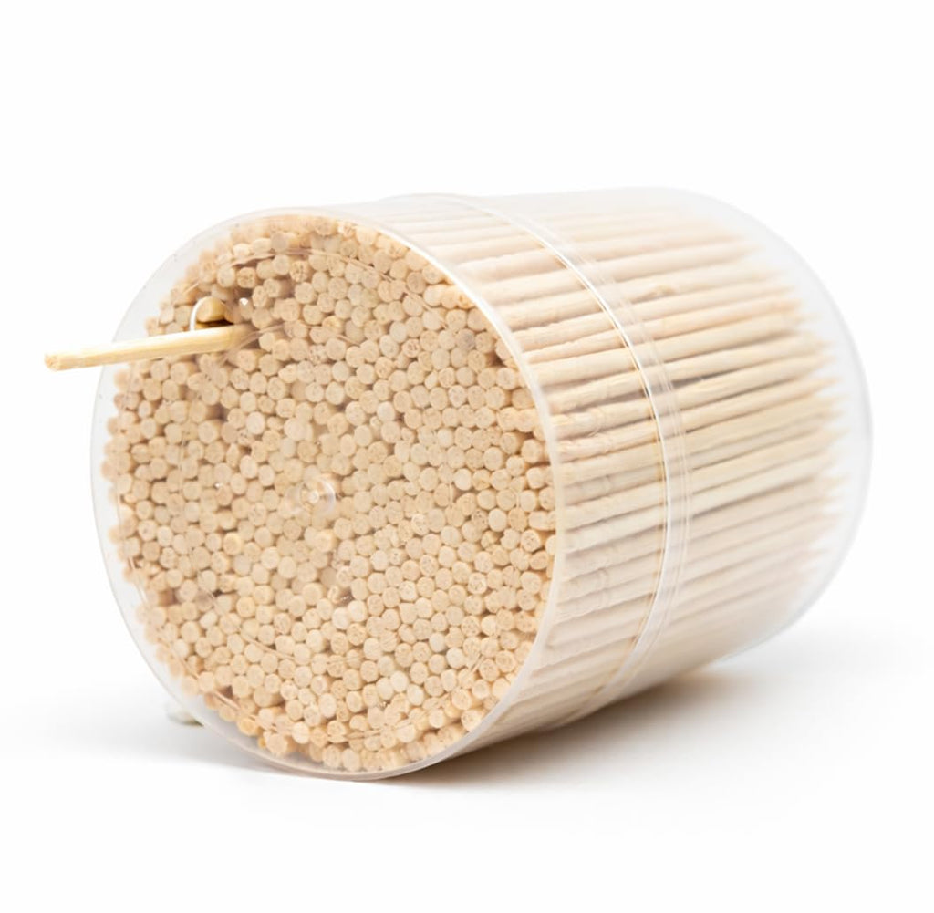Traditional Single Point Wooden Toothpicks Made from Bamboo, Bulk Pack (500), -1 Container (500)